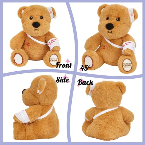Vista 2 de Hopearl Adorable regalo de oso con brazo roto, animal de peluche suave, compañero reconfortante, marrón, 10 pulgadas