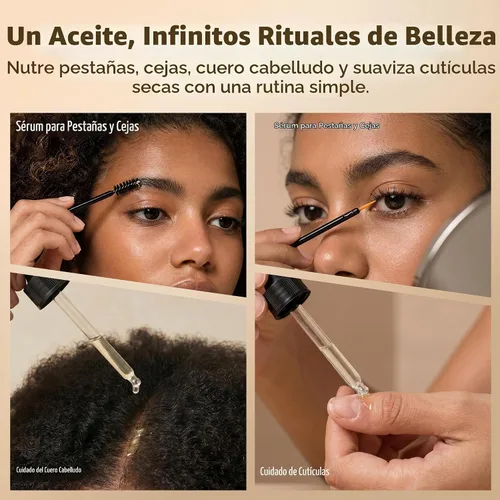 Vista 3 de Aceite de ricino orgánico prensado en frío USDA para cabello, pestañas