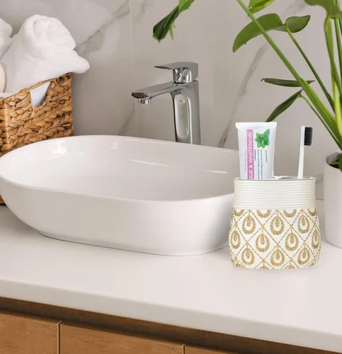 Vista 2 de Popular Bath Portacepillos de dientes, colección Seraphina, Marfil