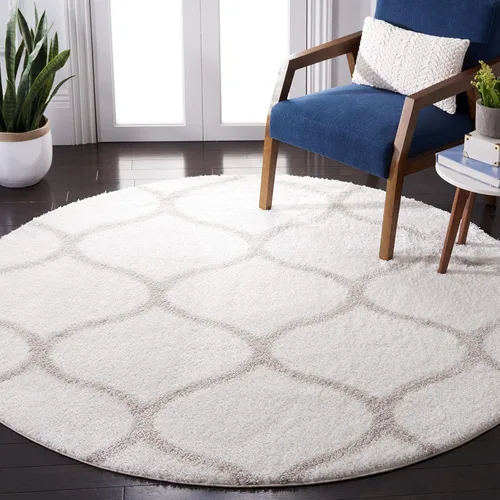 Vista 39 de SAFAVIEH Tahoe Shag Collection - Alfombra para pasillo, 2 x 9 pies, color beige y blanco, diseño de enrejado, no desprende pelusa y de fácil