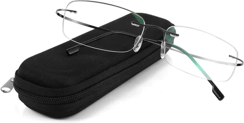 Vista 2 de FEISEDY Gafas de lectura ligeras sin montura de acero inoxidable antiazul B2686