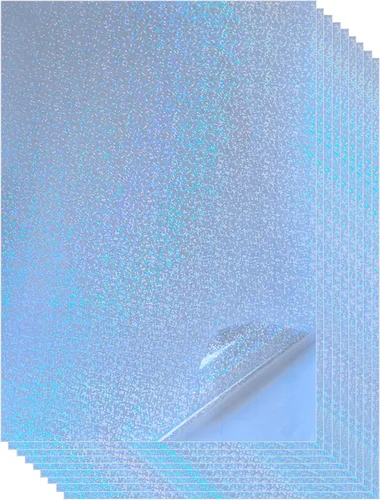 Vista 11 de 36 hojas de papel adhesivo holográfico transparente autoadhesivo, hojas laminadas 8.5x11 Inch Transparent Cold Self-Adhesive Laminating Waterproof