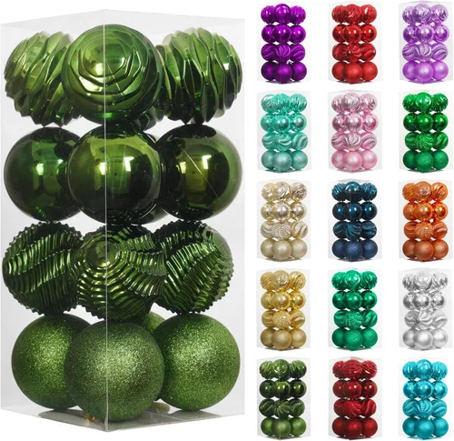 Vista 14 de XmasExp Juego de 24 mini esferas de Navidad inastillables para bolas de árbol de Navidad, 1.18 pulgadas (negro)