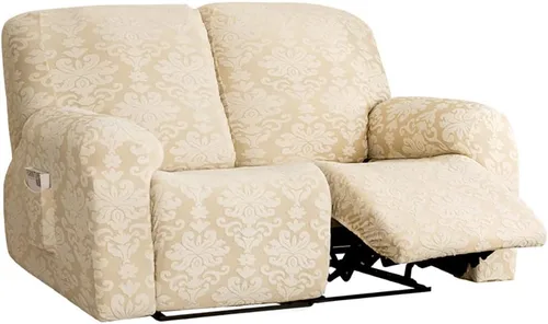 Vista 12 de JOKIVTOU Funda elástica para sillón reclinable con bolsillo, fundas de sofá reclinable de jacquard con estampado, protector de muebles con parte