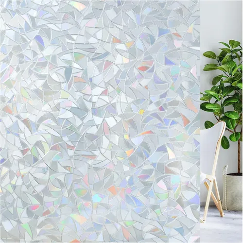 Vista 11 de LUTE - Película de privacidad para ventana, película de arco iris, adhesivo estático de vidrio manchado 3D decorativo, adhesivos de vidrio