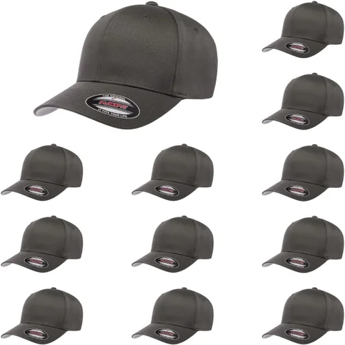 Vista 34 de Gorra de béisbol Flexfit Wooly Combed Premium de 6 paneles estructurada Ajuste elástico Paquete al por mayor disponible Negro