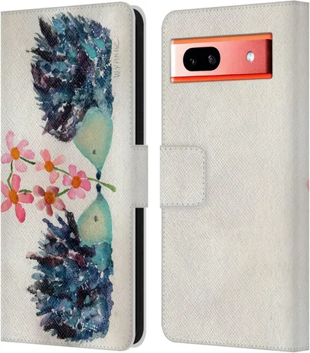 Vista 18 de Head Case Designs Officially Licensed Wyanne Blue Watercolour Bear Animals 2 Leather Wallet Case Compatible with Google Pixel 7a