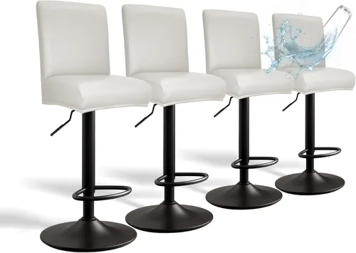 Vista 15 de Fundas de Cuero PU para Taburete de Bar con Respaldos, Paquete de 2 Fundas Elásticas Impermeables para Sillas de Taburete de Bar, Fundas Lavables