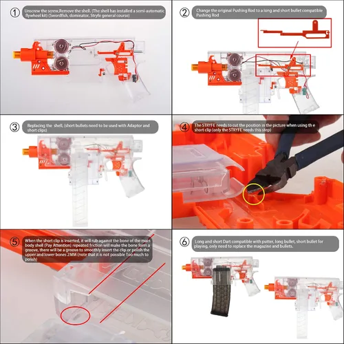 Vista 6 de JGCWorker Kit de mod de revista Short Dart Talon para Nerf Stryfe y Worker Swordfish Dominator