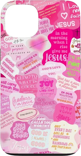 Vista 7 de Funda estética para iPhone 16 con versículos bíblicos cristianos con citas positivas