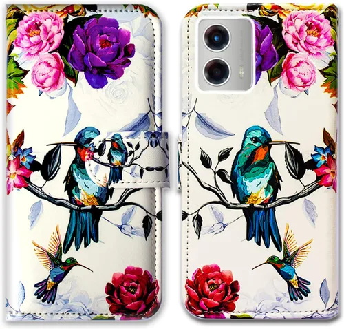Vista 11 de Bcov Funda para Moto G 5G 2023, diseño de pájaro negro y verde con tapa para teléfono con ranura para tarjetas, soporte para Motorola Moto G 5G 2023