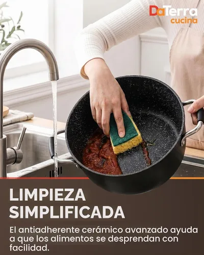 Vista 4 de DaTerra Cucina Olla de cerámica antiadherente para horno holandés con tapa