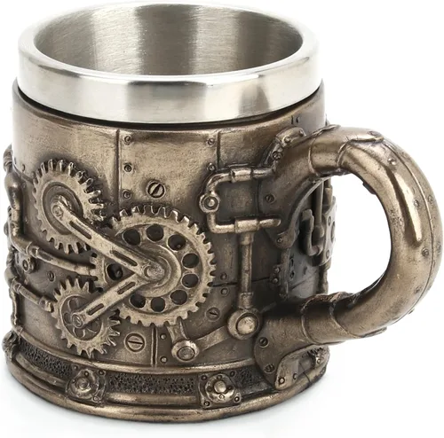 Vista 8 de Veronese Design Vaso de chupito Steampunk Gear de 2 oz con inserto de acero inoxidable extraíble