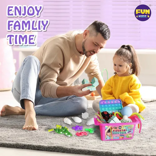 Vista 5 de Caja de juguetes para niñas y niños, FunKidz paquete misterioso de juguetes sensoriales para la ansiedad para niños, regalos para fiestas, premios