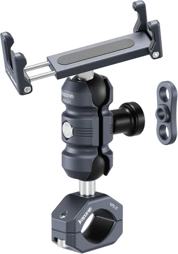 Vista 2 de Soporte de aluminio para teléfono de motocicleta, abrazadera de tornillo para manillar de 0.866-1.260 in, brazo de enchufe ajustable y clip de KPS-02