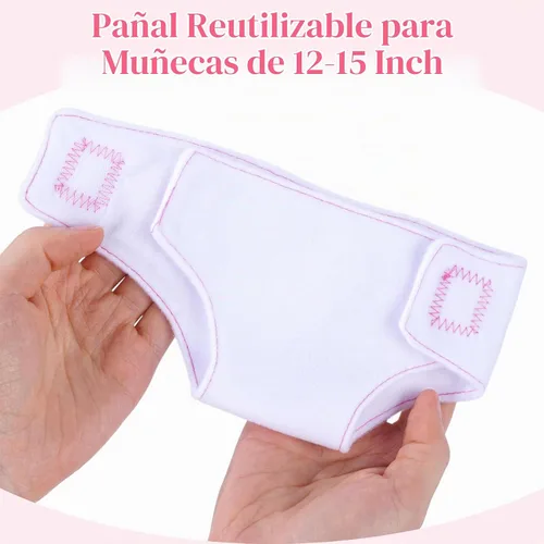Vista 4 de BABESIDE Accesorios para muñecas de bebé, portador de muñecas con 2 pañales para muñecas, juego de accesorios para muñecas de 12 a 15 pulgadas