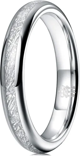 Vista 7 de THREE KEYS JEWELRY - Anillo de boda de tungsteno de 4 mm, 6 mm, 8 mm, con meteorito imitado, banda plateada pulida negro (8mm black)