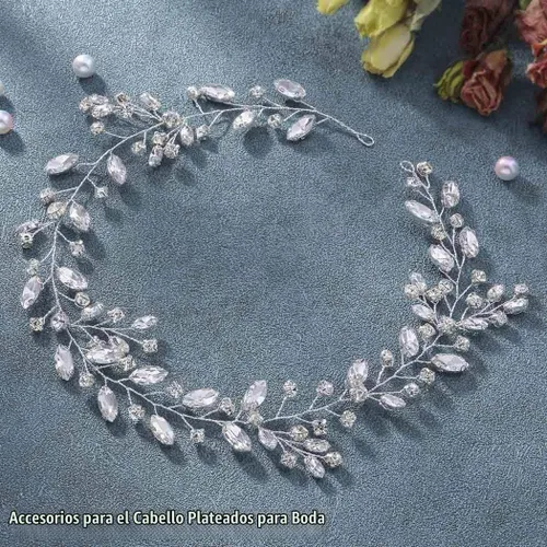 Vista 2 de Unicra Diadema de cristal con diamantes de imitación para novia y niñas, 17.7 pulgadas (plateado)