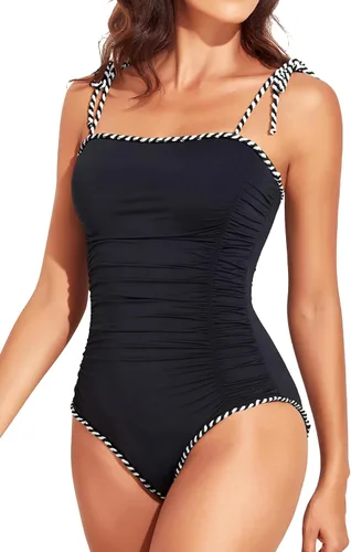 Vista 17 de Trajes de baño de una pieza para mujer, trajes de baño adelgazantes Negro
