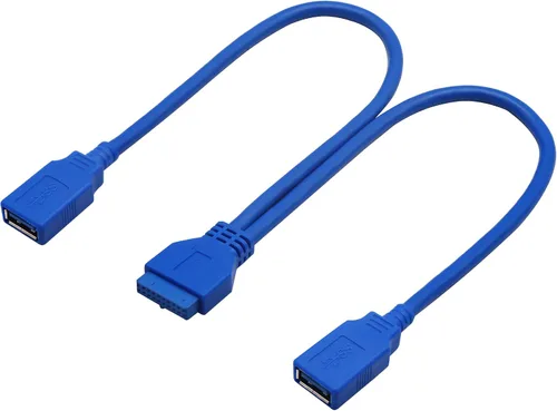 Vista 7 de Cable USB 3.0 para cabecera de placa base de alta velocidad de 20 pines hembra a hembra adaptador de cabezal de placa base Cable extensor