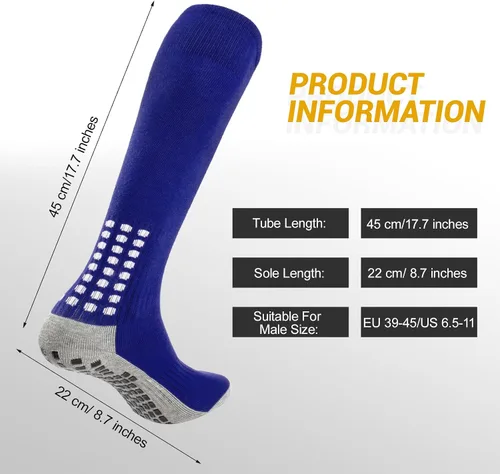 Vista 7 de Ultrafun 4 pares de calcetines de fútbol hasta la rodilla, antideslizantes, para fútbol, béisbol, multideporte, almohadilla de agarre para hombres