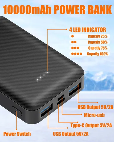 Vista 4 de CYCYHEAT Paquete de 2 baterías de 10000 mAh para chaleco calefactado, chaqueta, abrigo, pantalones y ropa interior de calefacción, paquete