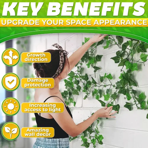 Vista 5 de 60 clips de pared para plantas, 72 calcomanías adhesivas acrílicas, vid, planta trepadora, soportes, accesorios para plantas