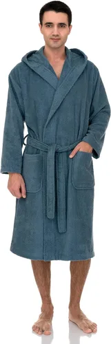 Vista 6 de TowelSelections Bata de baño suave con capucha para hombre, de algodón y toalla, para ducha, tallas XS a 4X Azul