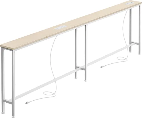 Vista 24 de SUPERJARE - Mesa de sofá de 79 pulgadas con 2 tomas de corriente y puertos USB-C, mesa consola estrecha de 5.9 pulgadas con almacenamiento, mesa