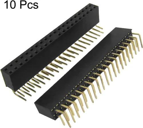 Vista 2 de uxcell 10 piezas 2x20 pin 0.100 in paso doble fila de ángulo recto cabezas hembra
