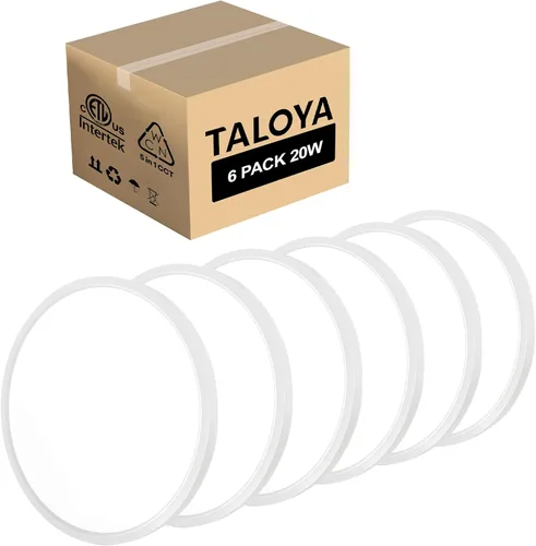 Vista 17 de TALOYA Paquete de 4 lámparas de techo LED de montaje empotrado de 10 pulgadas, 5 temperaturas de color (3000 K-6500 K), luz de panel plano redondo
