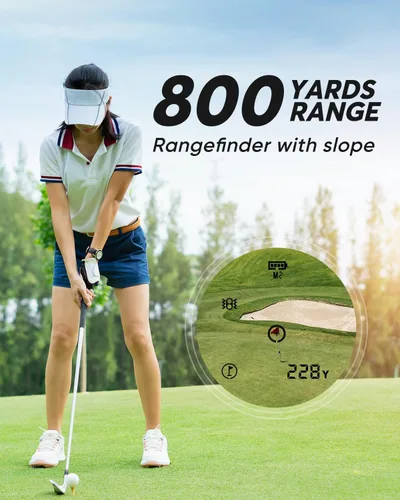 Vista 3 de WOSPORTS Telémetro de golf, telémetro láser de 800/1200 yardas, bloqueo de bandera de alta precisión con vibración de pulso, telémetro legal