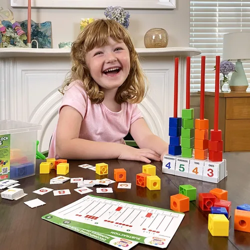 Vista 2 de Kids First Math: Kit de matemáticas de ábaco apilado con tarjetas de actividad Desarrolla habilidades para contar, clasificar, restar, sumar y más