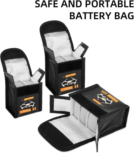 Vista 6 de Mini 3 4 5 Pro Lipo Bolsa de batería para DJI Mini 5/4/3 Pro/Flip RC Cámara Drone Accesorios ignífugos a prueba de explosiones Baterías Funda