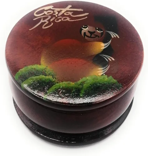Vista 23 de Joyero de madera - Decoración pintada a mano - Juego de 1 joyero auténtico de la selva tropical costarricense - Artesanal - Estuche