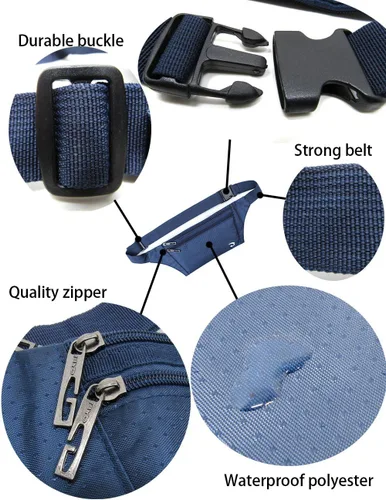 Vista 9 de Bolsa de cintura ultrafino con ranuras c/visualización para tarjeta de crédito, para deportes, aire libre, correr, caminar, viajes.