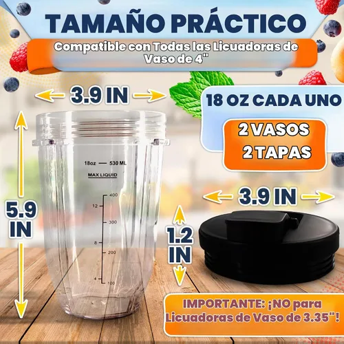 Vista 5 de Vasos de repuesto de 18 onzas para licuadora Ninja, paquete de 2, diseño Vasos de licuadora compatibles con los modelos BL480/450/480D, Auto IQ 18