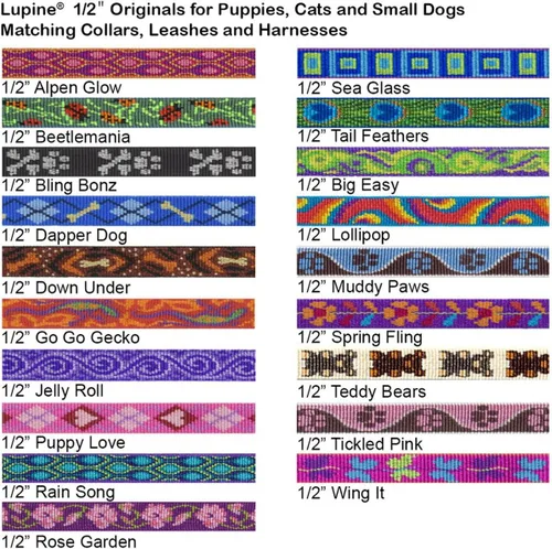 Vista 2 de LupinePet Originals - Collar ajustable para perros pequeños de 1/2" Rose Garden 8-12
