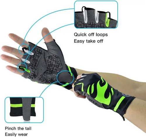 Vista 5 de Darevie Guantes de ciclismo, guantes de ciclismo de medio dedo, suaves y ligeros, guantes de ciclismo acolchados de gel que absorben los golpes