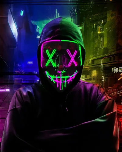 Vista 3 de longpo Máscara de La Purga de Halloween para adultos, máscara de miedo con luz LED, disfraz de cosplay para fiesta de Halloween (paquete de 2 B)