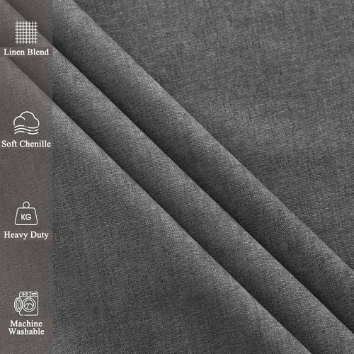 Vista 3 de Fcosie Cortinas opacas 100% de lino sintético para sala de estar, cortinas de 63 pulgadas de largo con aislamiento térmico para comedor, lavandería