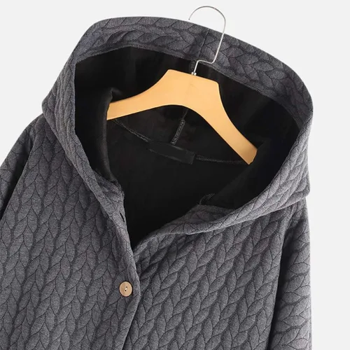 Vista 7 de Abrigo de invierno para mujer, abrigo de forro polar suave y cálido, con botones, con capucha, mullido, cortavientos, abrigo
