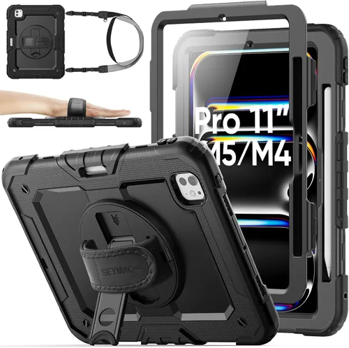 Vista 23 de SEYMAC stock Funda protectora para iPad Air de 11 pulgadas M3 2025/M2 2024 (Air 7ª/6ª generación), funda resistente con protector de pantalla
