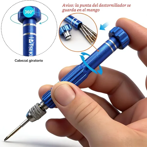 Vista 3 de PTSLKHN S2 - Destornillador pequeño multifuncional 5 en 1, kit de destornilladores magnéticos de acero para lentes, gafas de sol, electrónica
