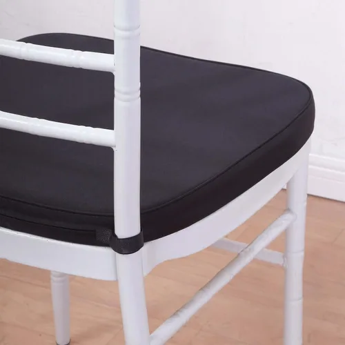 Vista 2 de Efavormart Cojín de 2" de espesor para silla Chiavari en negro, cojín de asiento de espuma con efecto memoria con lazos y funda extraíble