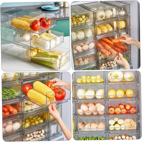 Vista 8 de Caja para refrigerador, cajones extraíbles, organizador de latas, contenedor de almacenamiento para refrigerador, despensa grande de almacenamiento