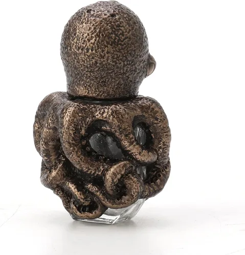 Vista 4 de Veronese Design 0.28 oz enojado pulpo Rollerball botella de perfume de resina estatuilla pintada a mano acabado de bronce