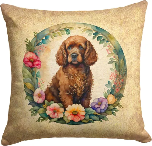 Vista 62 de Caroline's Treasures DAC2072PW1414 Affenpinscher and Flowers - Almohada decorativa de tela, lavable a máquina, para interiores y exteriores