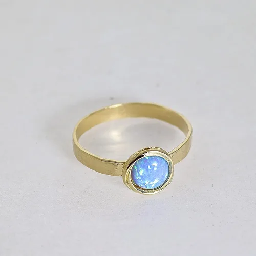 Vista 46 de Anillo de oro de piedras preciosas, anillo de piedra chapada en oro de 14 quilates, anillo de piedra apilable, anillo de oro de piedra pequeña