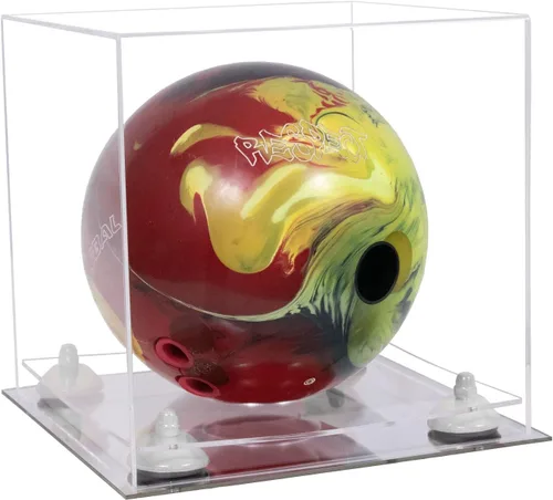 Vista 36 de Better Display Cases Acrylic Bowling Ball Display Case with Mirror Case, Yellow Risers and Clear Base (B33/A028)